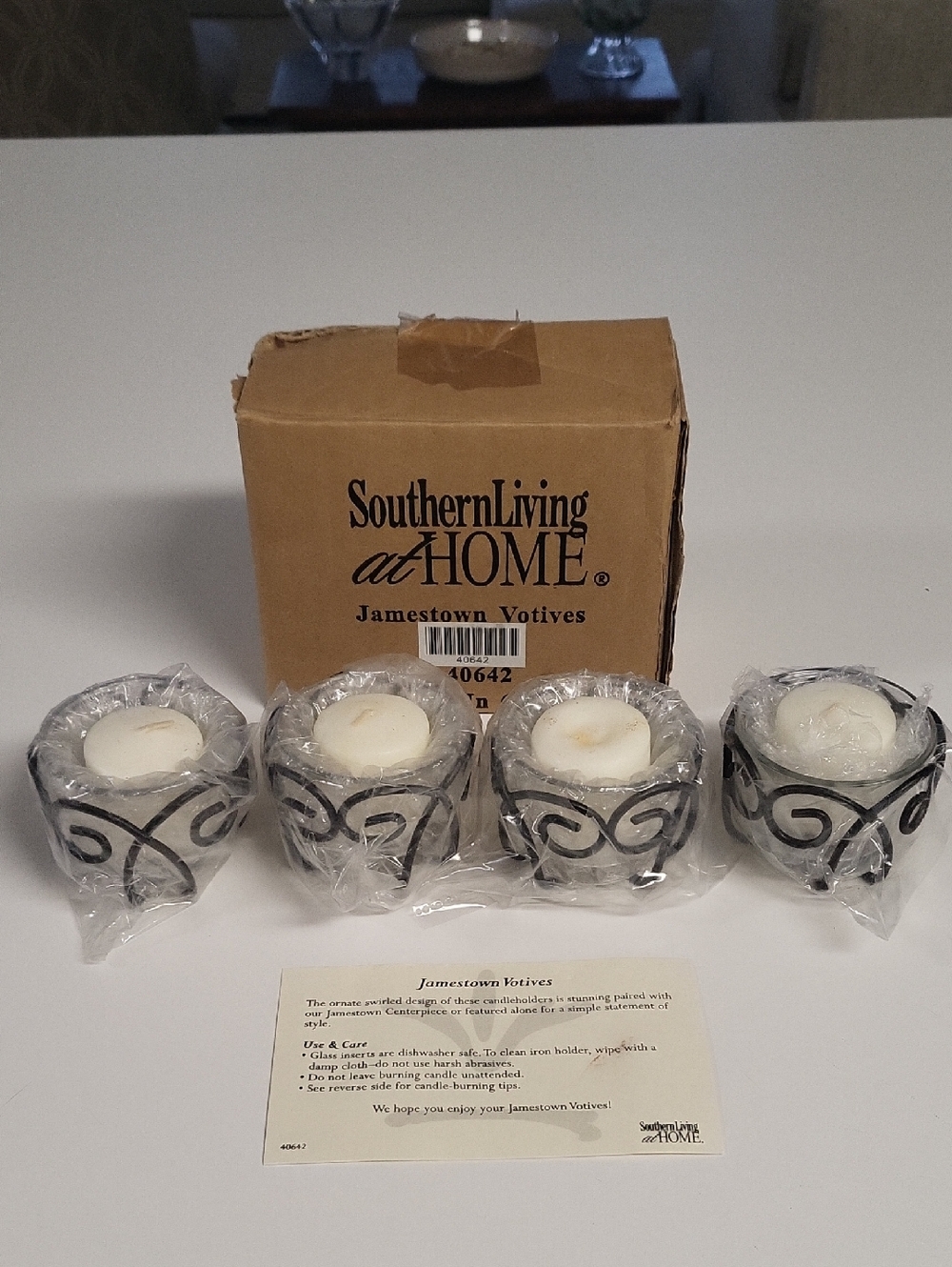 NIB Southern Living At Home Black Scroll Votive Set GREAT MOTHER'S DAY GIFT!!!